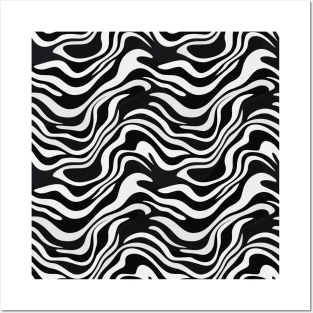 Monochrome Waves: Modern Abstract Ebb and Flow Posters and Art